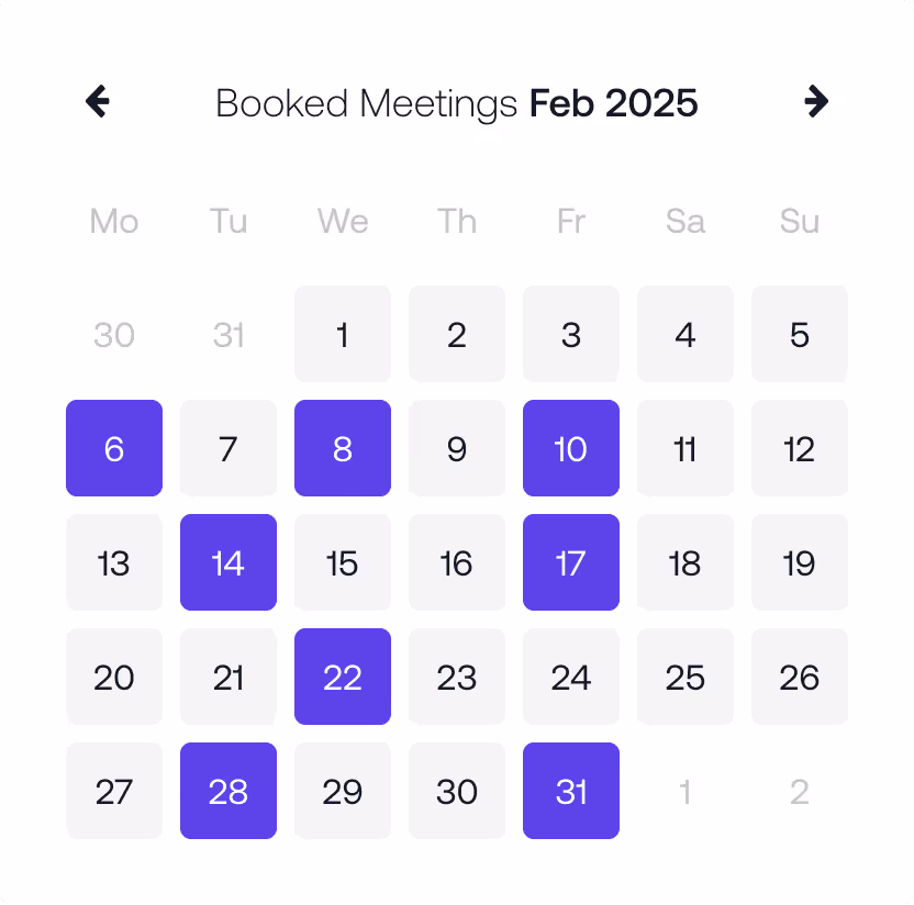 Calendar with booked meetings